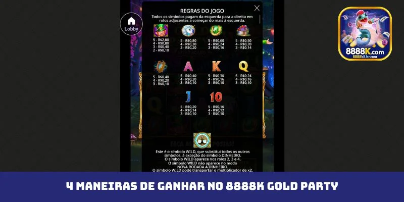 4 maneiras de ganhar no 8888K Gold Party